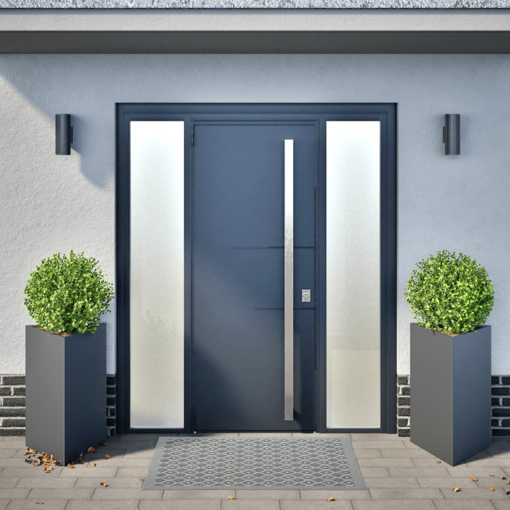 Donice ogrodowe 2 sztuki stalowe antracytowe trójkątne 50x43x75 cm na taras balkon patio do kwiatów warzyw ziół odporna na rdzę