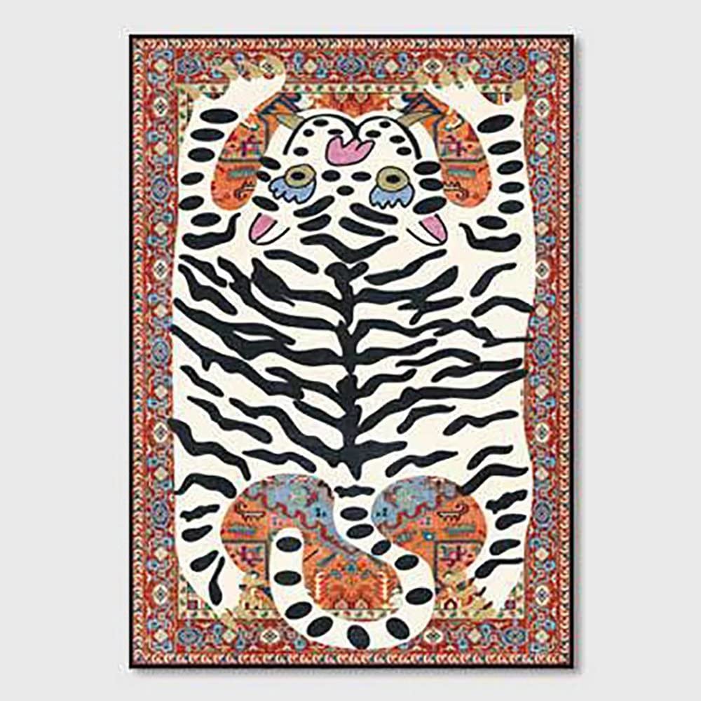 Tiger Rug for Bedroom Cartoon 2x3 ft Small Area Rug Washable Funky Colorful Carpet for Living Room Boho Non-Slip Modern Abstract Bathroom Door Mat
