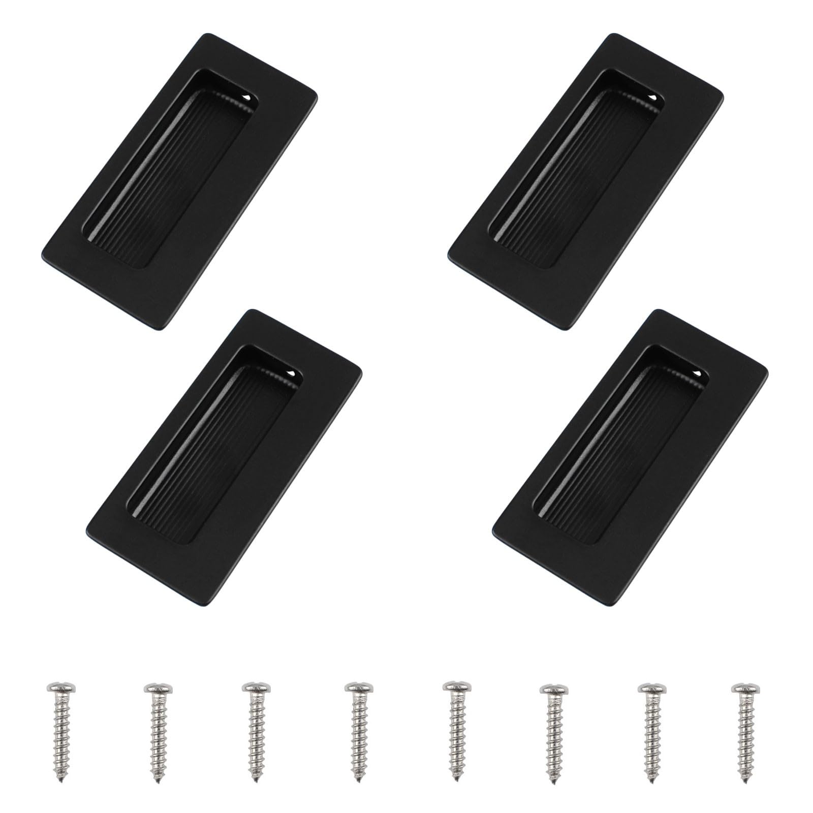 Poignées rectangulaires encastrées noires de 86 mm pour portes coulissantes
