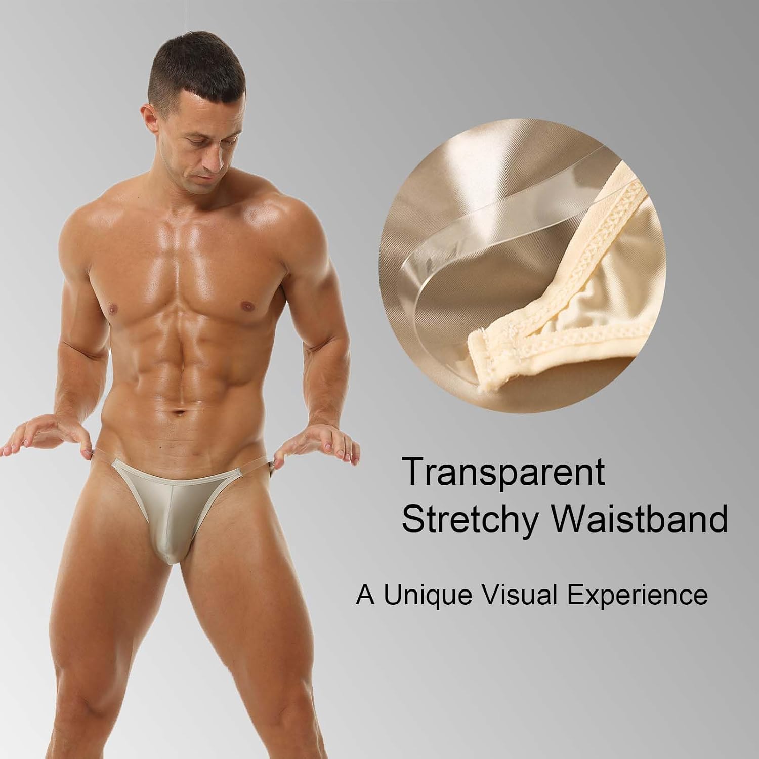 Mens Bikini Underwear Low Rise Ice Silk Briefs Sexy See-through String Soft Bulge Pouch Silk Underwear For Men