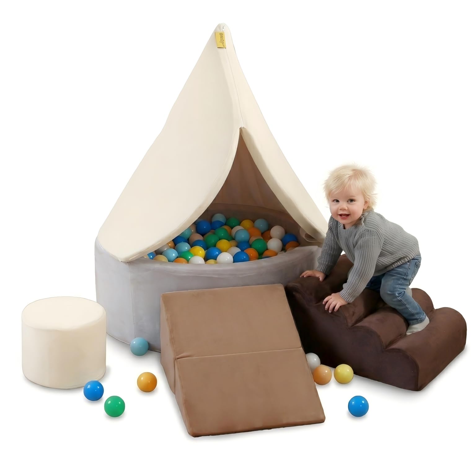 BanaSuper Kids Soft Play Set, Foam Climbing Blocks with Convertible Play Tent & Ball Pit (Balls Not Included) for Toddlers, Indoor Foam Play Set for Home Nursery, Montessori Toys for Kids