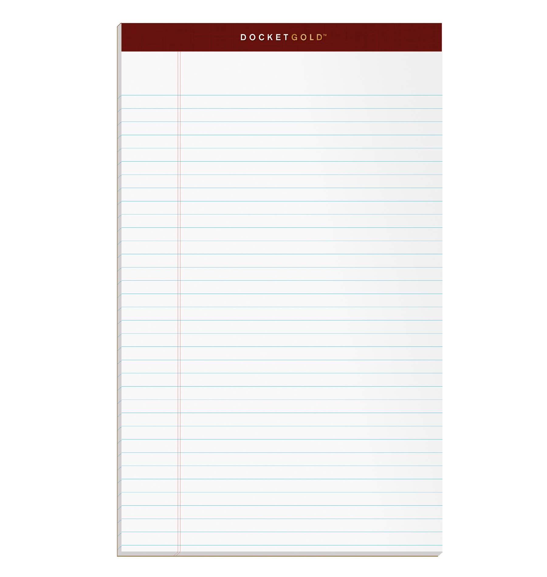 TOPS Docket Gold Writing Pads, 8-1/2" x 14", Legal Rule, White Paper, 50 Sheets, 12 Pack (63990), 8.5 x 14 Inch