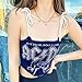 Produktbild Vintage Sexy Schnürung Blau Unterhemd Streetwear Punk Bandage Skinny Tanks Frauen Harajuku Letter Print Abgeschnittene Tops Marineblau M.