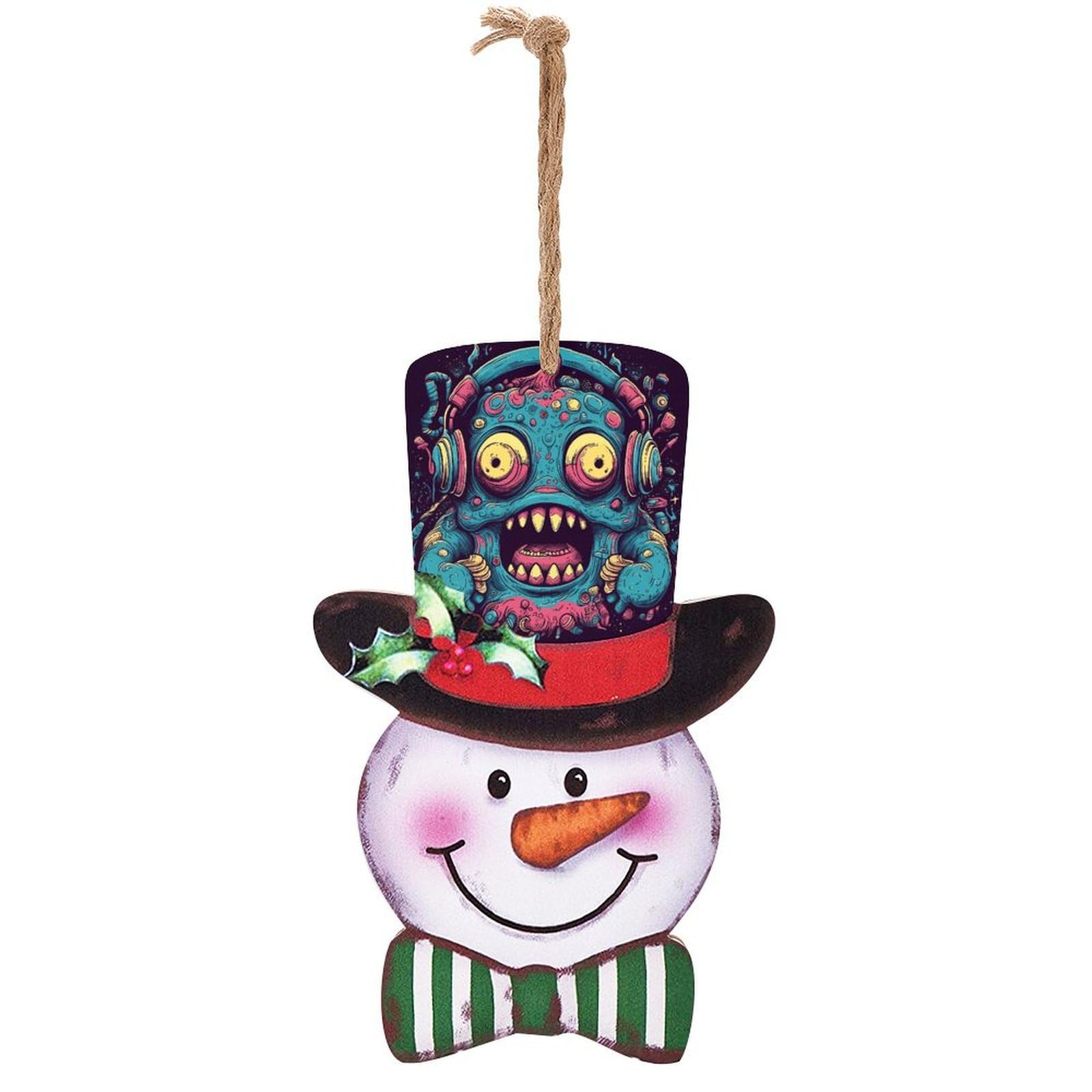 Décoration murale à suspendre de Noël avec panneau en bois imprimé