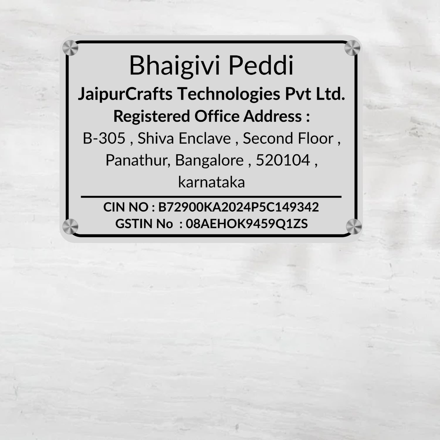 Webelkart Custom GST Name Plate for Office, Acrylic Laminated Board, 30 x 20 cm - White — Amazon image 5