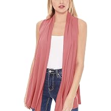 Women's Sleeveless Long Body Open Draped Front Solid Cardigan Vest S-3XL