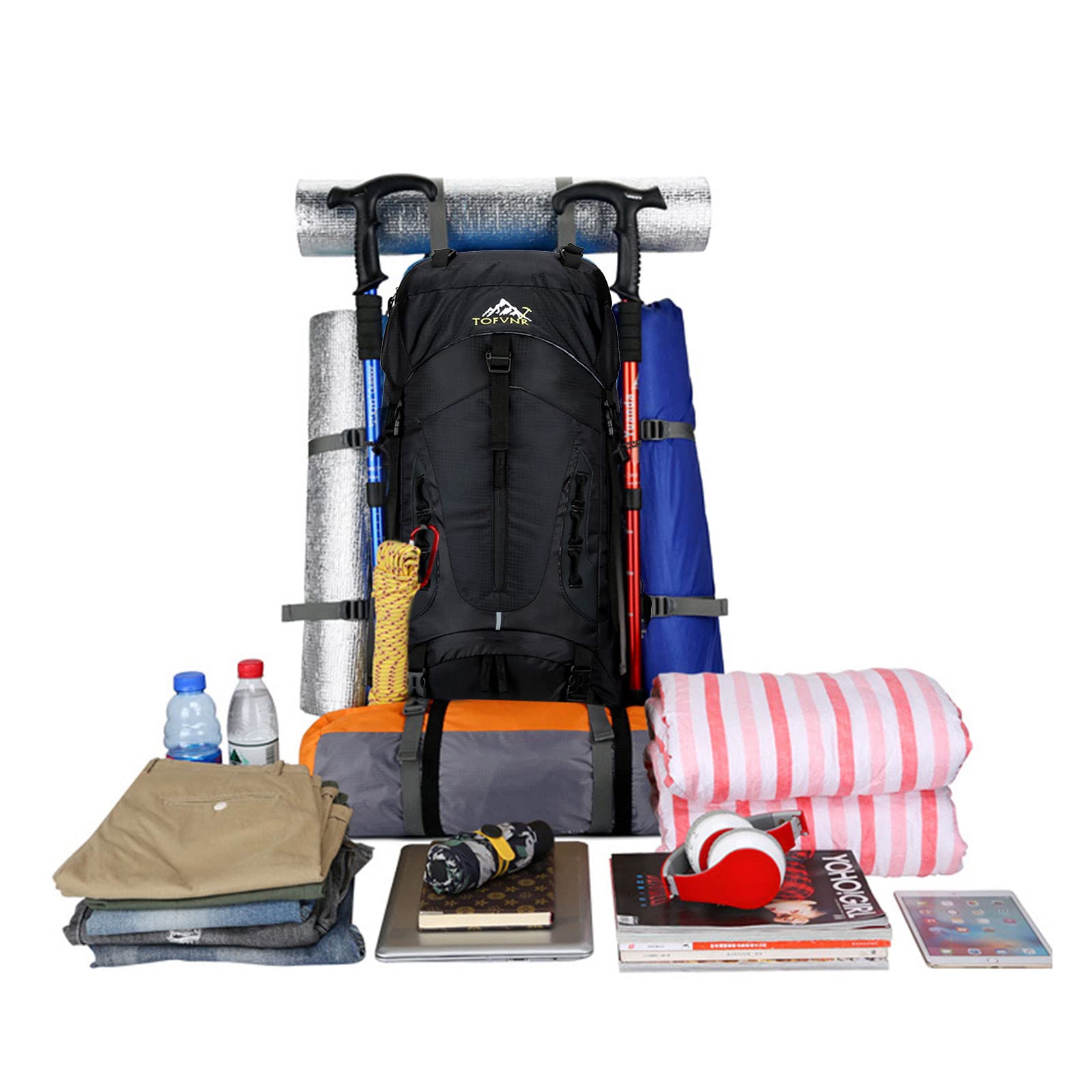 Zaino da Escursionismo 60L Nylon con Copertura Protettiva Impermeabile Ultraleggera per Il Campeggio da Viaggio Sportivo per Alpinismo Alpinismo in Campeggio