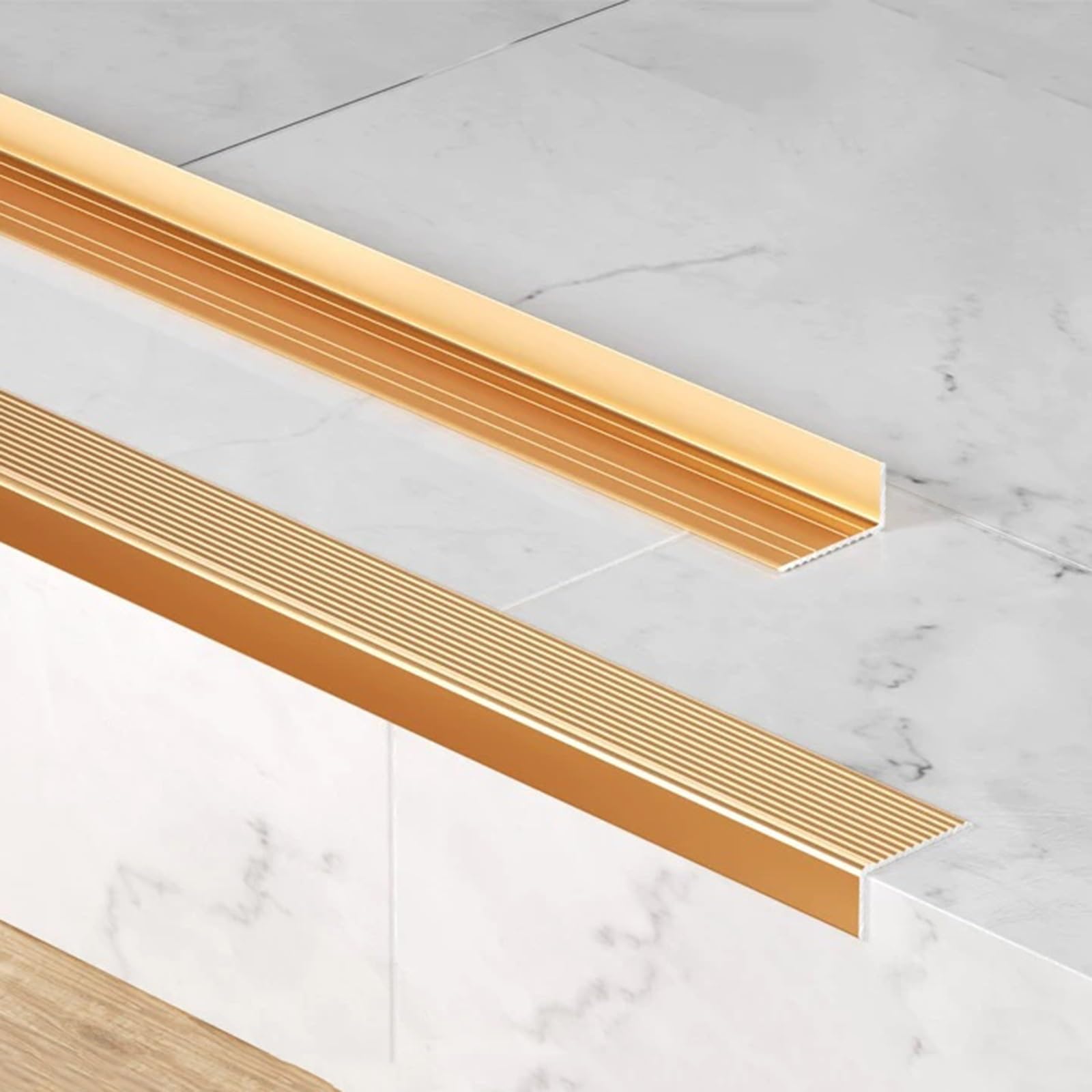 Aluminiowe Listwy Schodowe, 90 Cm × 3 Szt. – Osłony Krawędzi Schodów, Listwy Wykończeniowe, Do Zastosowań Wewnętrznych I Zewnętrznych, Wodoodporne(Gold,40x20mm)