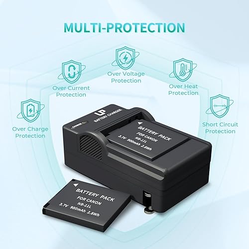 Miniatura 5 de LP Batería y cargador NB-11L, paquete de 2 baterías de 900 mAh para Canon PowerShot Elph 180360110130135150190320340350, A4000SX420SX410SX400 y más