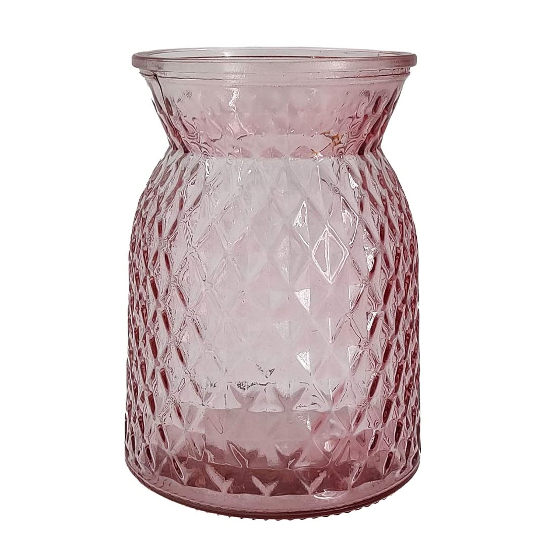 Large Textured Pink Glass Flower Bud Vase (16cm) Jar Home Decoration Decor Ornament