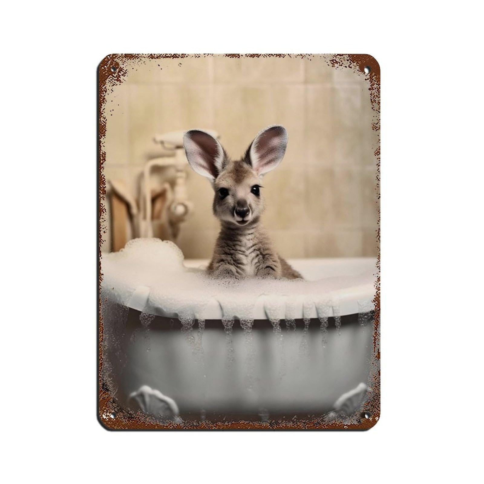 Adorable Kangaroos in Tub Tin Sign Vintage Metal Pub Club Cafe Bar Home Wall Art Decoration Poster Retro 12x16inch(30x40cm)
