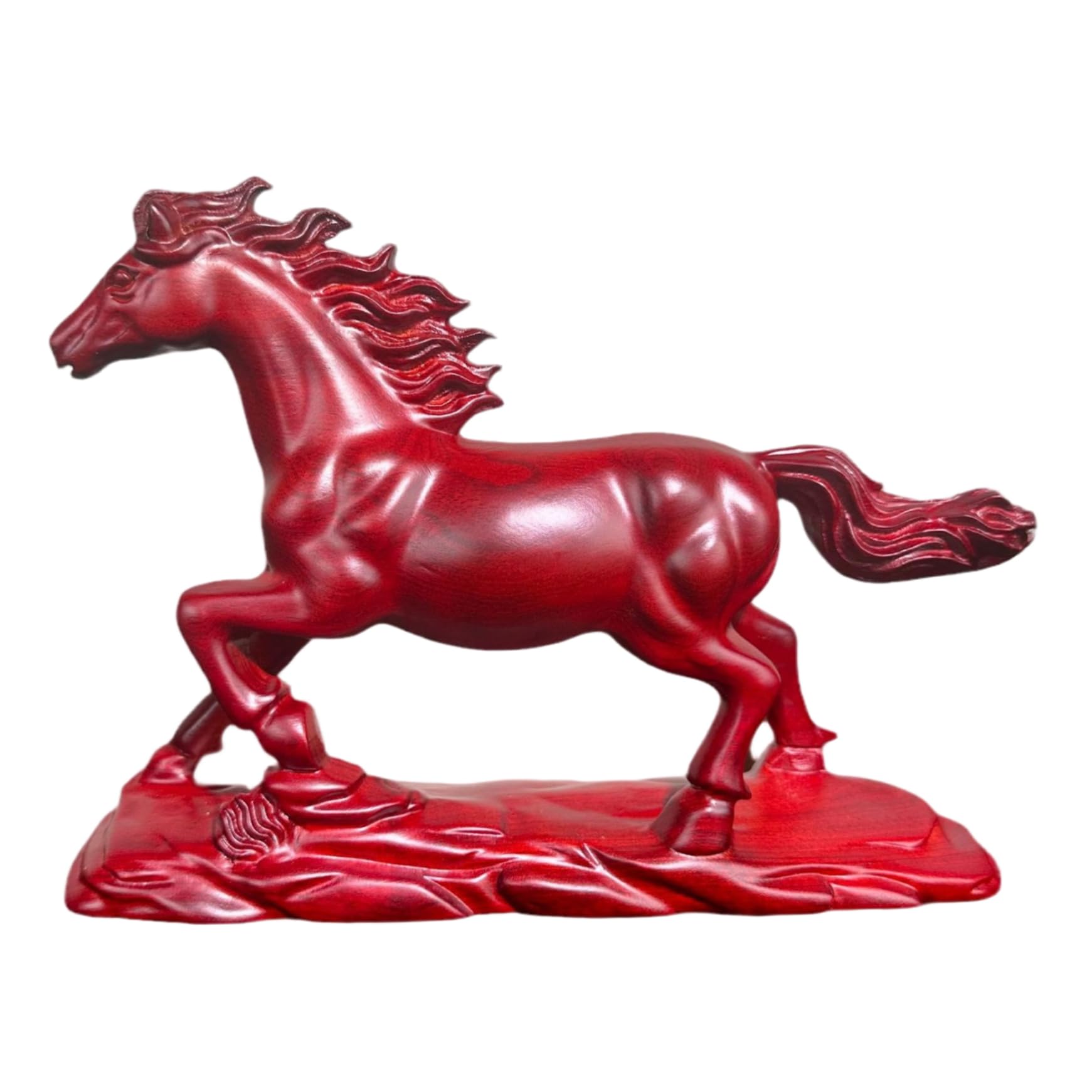 Hbbgdiy Red Horse Statue Feng Shui Wooden Horse Sculpture Handcrafted Good Luck Animal Figurine For Home Decor Office Desk Display Success Energy For Business And New Beginnings