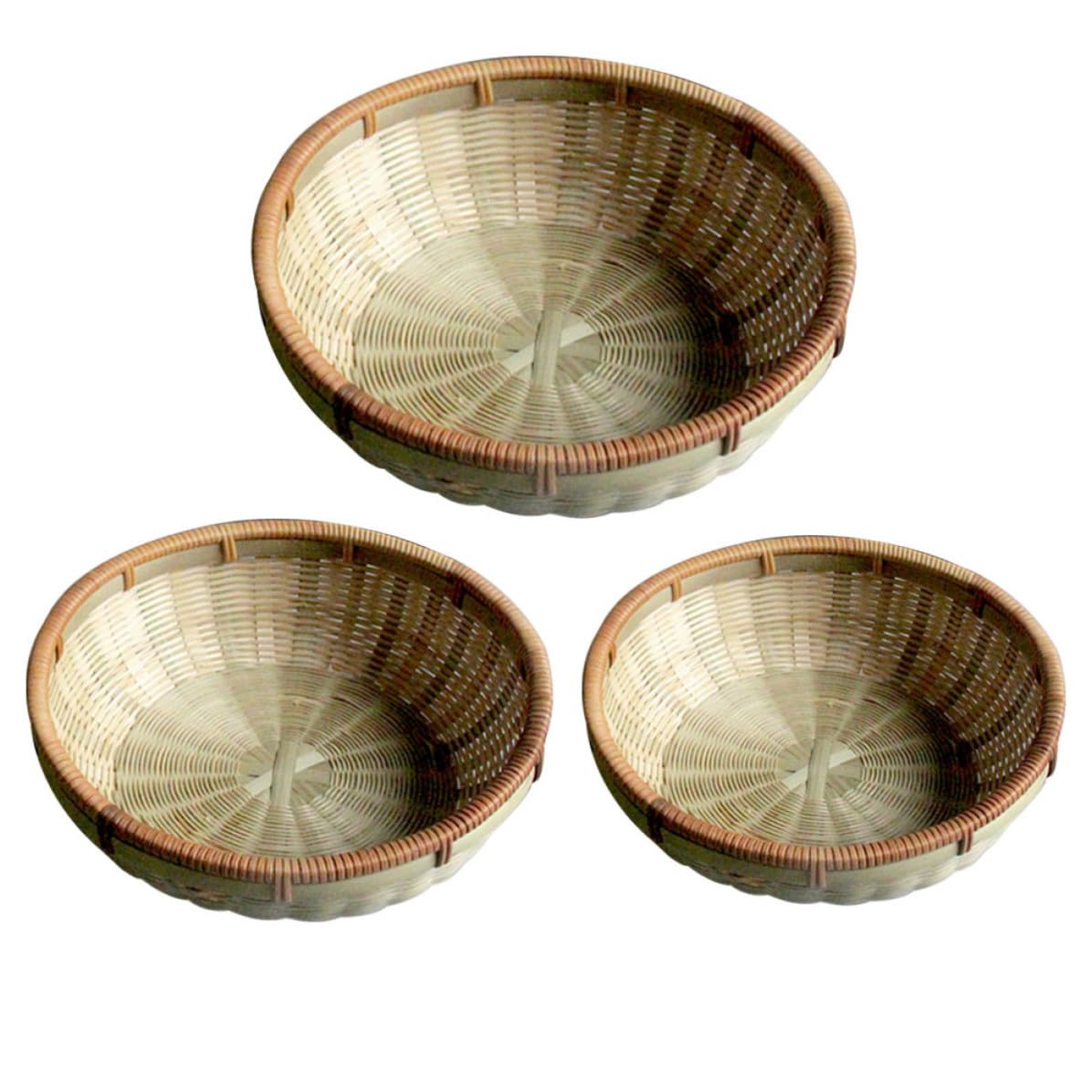 Lot de 3 paniers en bambou pour organiser la cuisine et servir le pain
