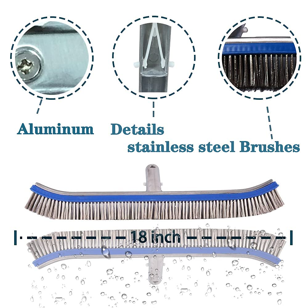 Buy 18 Inch Swimming Wire Pool Brush Head of Stainless Steel Brushes for Cleaning Pool Walls