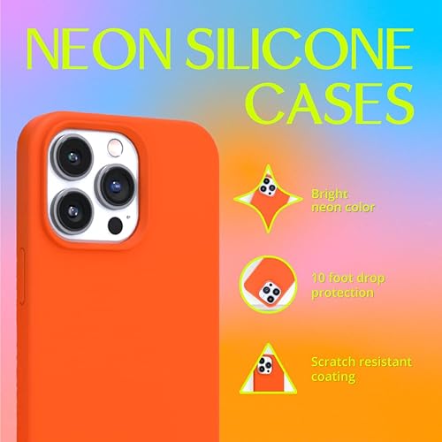Miniatura 2 de FELONY CASE - Funda para iPhone 15 Pro - Funda de silicona naranja neón  Silicona líquida con forro de microfibra antiarañazos, funda protectora a