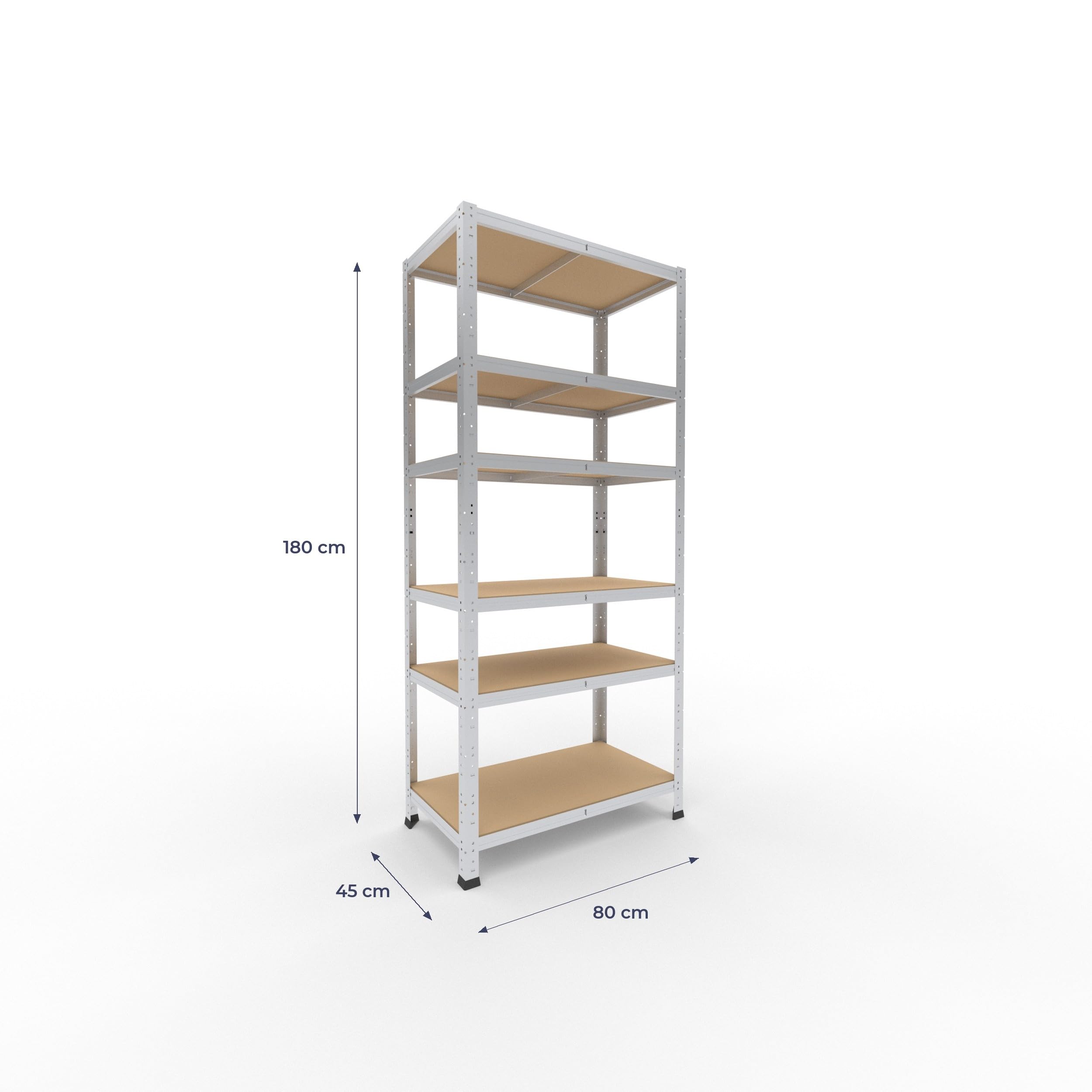 shelfplaza Home 180x80x45cm Schwerlastregal verzinkt mit 6 Böden x 145kg | Kellerregal · Lagerregal · Metallregal · Regale für Kellerraum · Steckregal · Abstellraum Regal