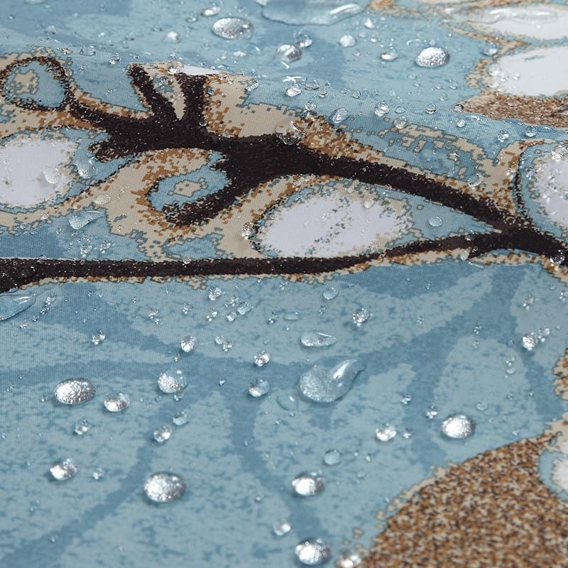 Miniatura 3 de Hanakotoba - Cortina de ducha de poliéster impermeable con estampado de plantas blancas y azul marino para baño, 72 pulgadas de ancho x 72 pulgadas