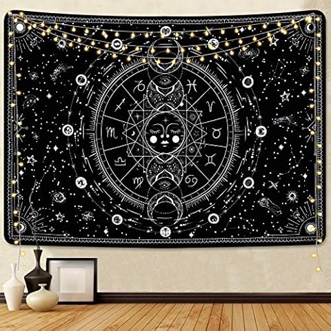 Alishomtll Tapiz de pared con diseño de sol y luna Cover