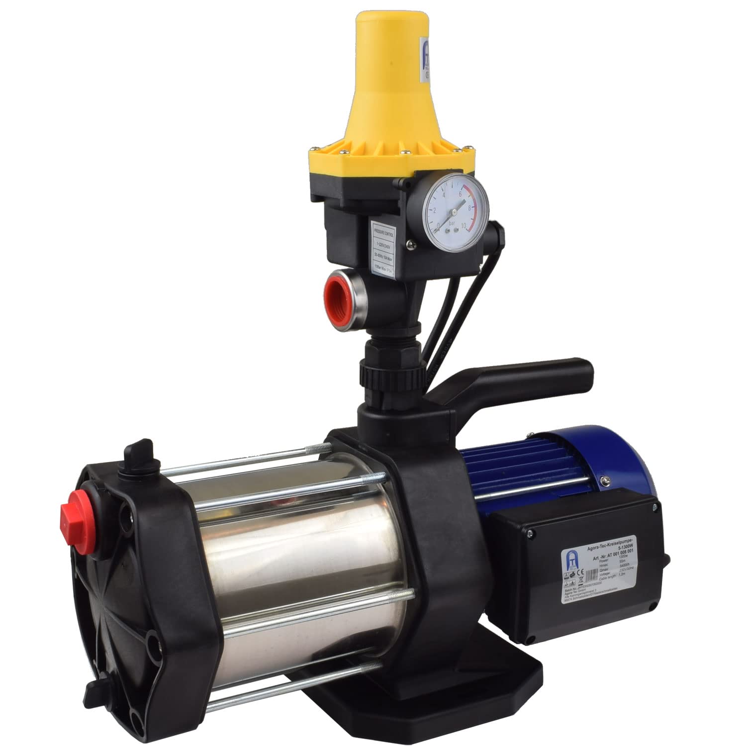 Agora-Tec® Hauswasserwerk 5-stufig 1300 W - Kreiselpumpe mit Druckschalter