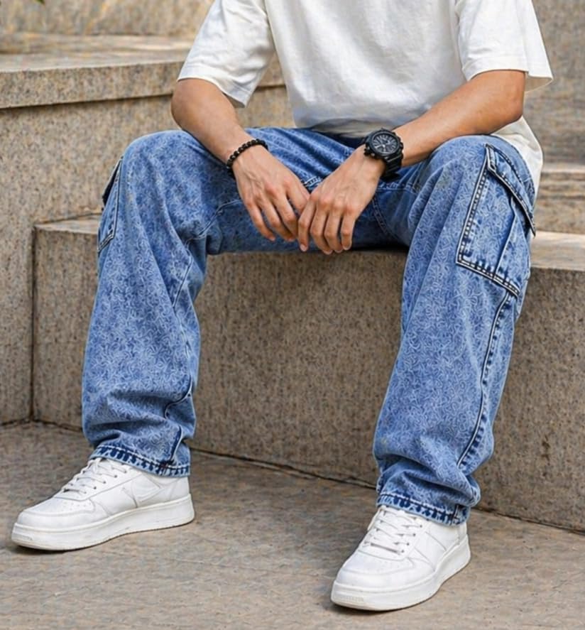 Image of ODDMONKEY Men Jeans || Cargo Jeans for Man ||Cargo Pant for Man || Jeans for Men || Men Cargo Pants || Straight Fit Jeans for Men