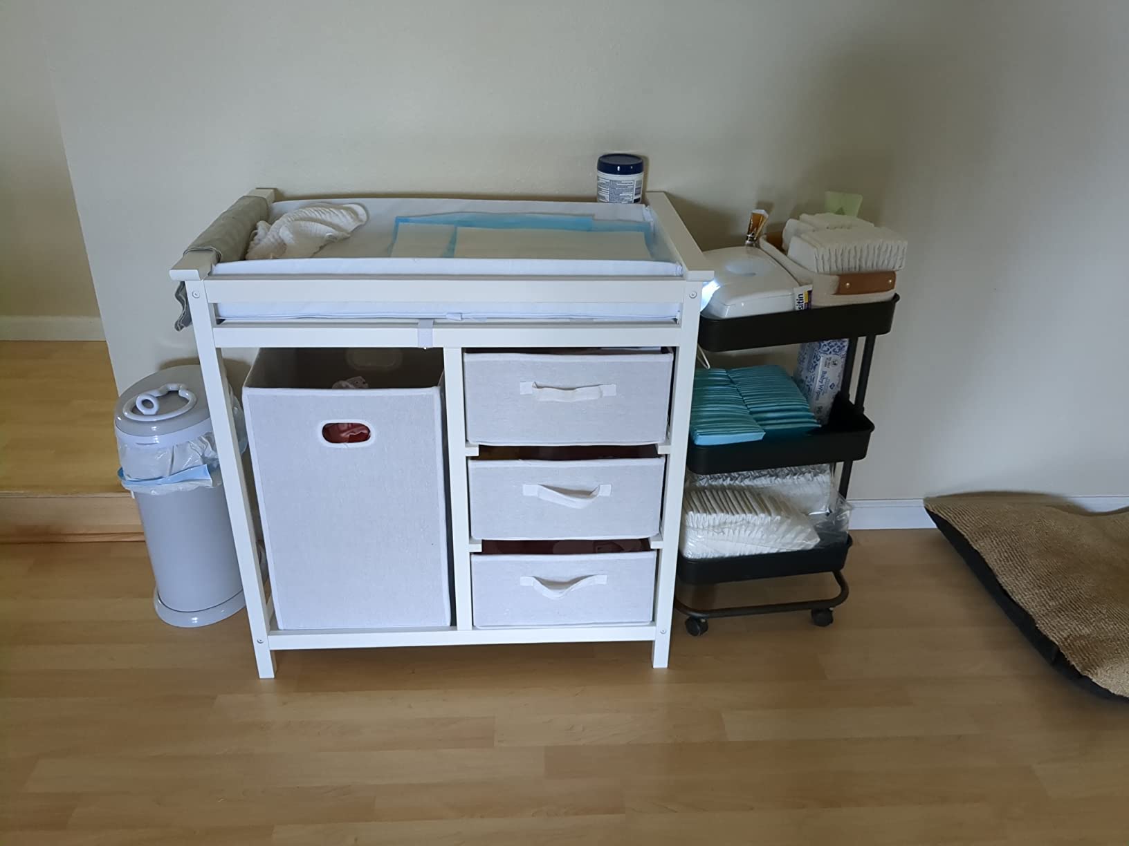 18/mo Finance Modern Baby Changing Table with Laundry Hamper, 3
