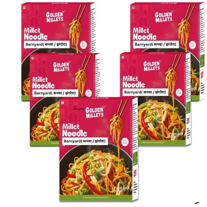 GOLDEN MILLETS Millet Noodles Combo | Barnyard Millet Noodles | Millets Noodles For Kids | 0% Maida | No Preservative | Healthy Noodles Millets | Millets Noodles For Diet | ( 5x150g
