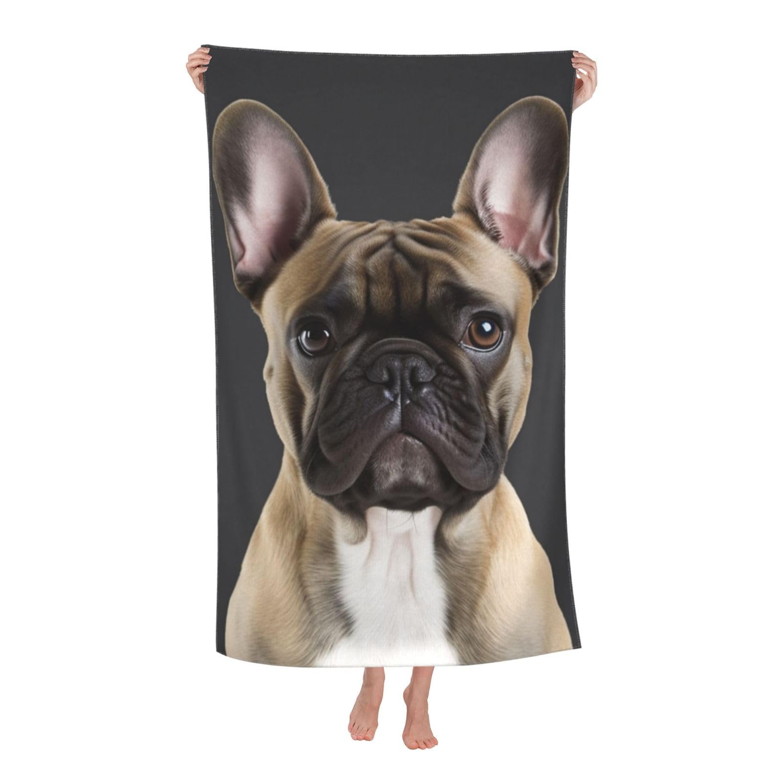 FodPand French Bulldog Beach Towel Oversized 52 x 32 in Sand Free Pool Swim Towels for Adult Travel Blanket Lightweight Quick Dry Absorbent Bath Towels Cruise Vacation Accessories