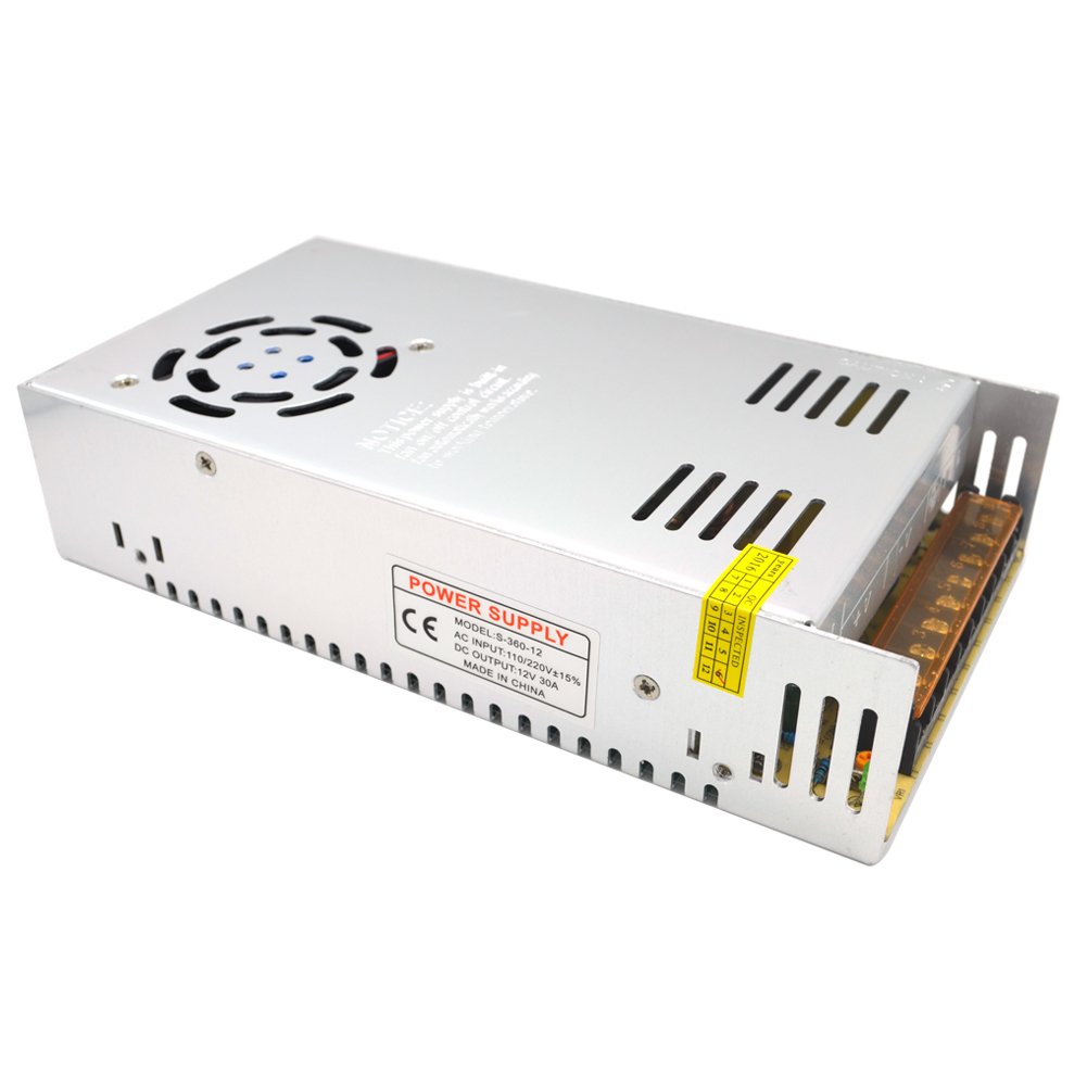 Padarsey 12V 30A Universal Regulated Switching Power Supply Driver for LED Strip Light CCTV Radio Computer Project