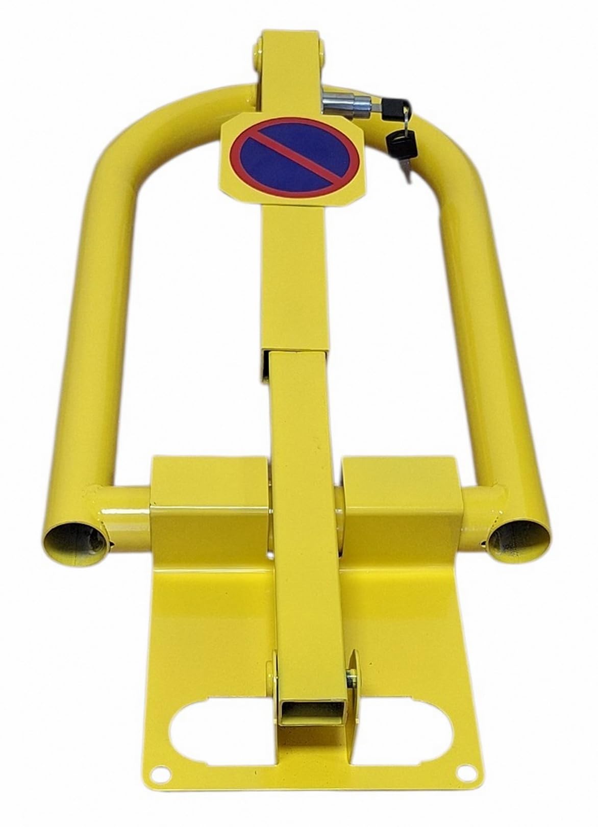 Ferretelix® Barrera de Parking Abatible con Cerradura – Cepo Parking Amarillo para Plaza de Garaje Privada – Valla de Aparcamiento Antirrobo con Llave – 50 cm x 30 cm x 23 cm