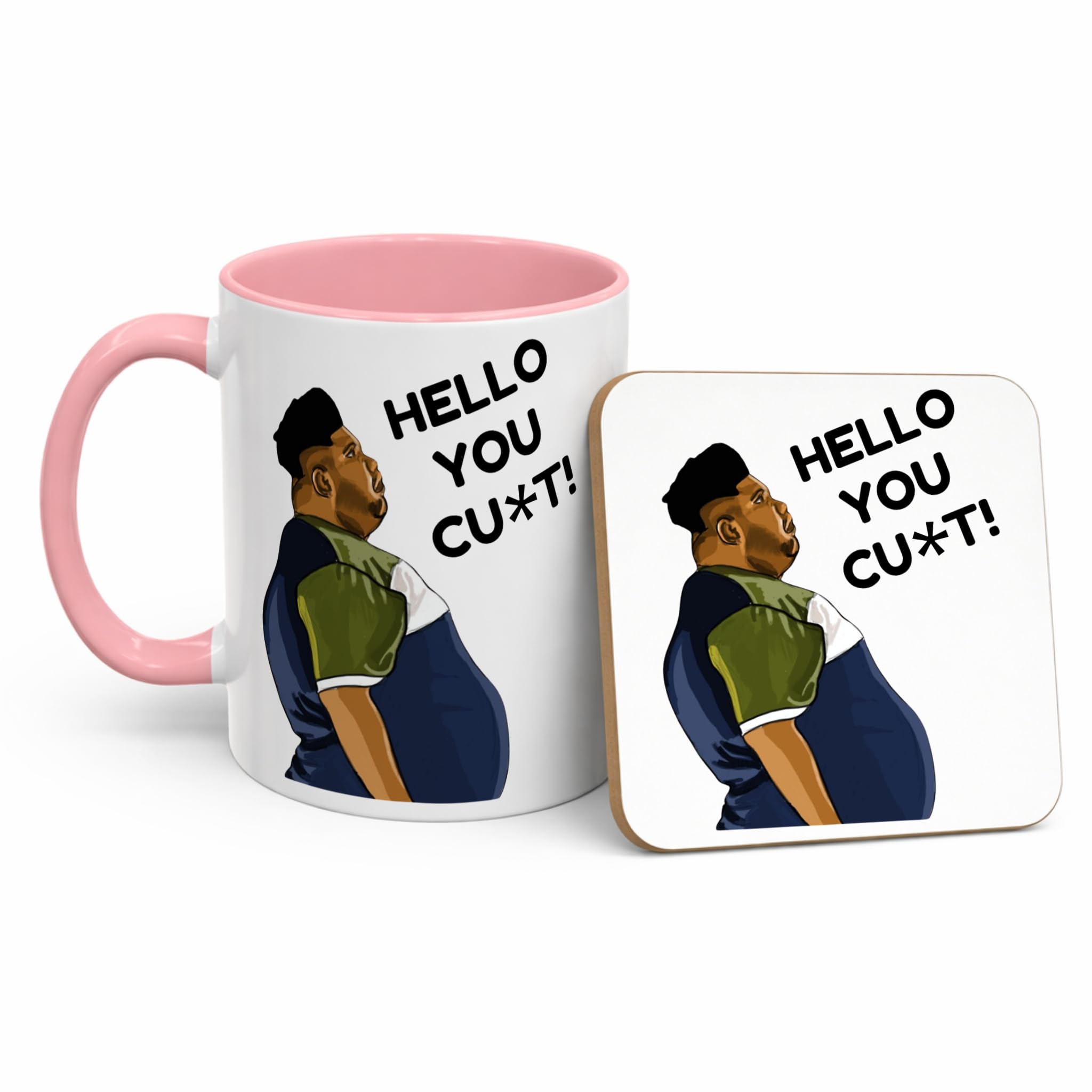 Harvey Price Hello You C*nt Funny Viral Meme Mug - Harvey Price Viral TikTok Meme Coffee Cup - Novelty Quote Gift for Him or Her (Mug & Coaster Set, 11oz Pink)