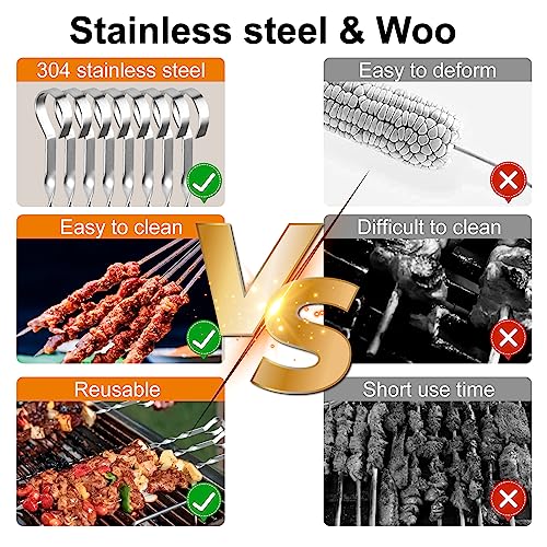 20 Stück Grillspieße Edelstahl Flacher Edelstahl-Grillspieß Robuste Schaschlickspieße Grillen zubehör Vermeiden Sie Rostbildung für Grillpartys im Freien und im Garten – Bild 4