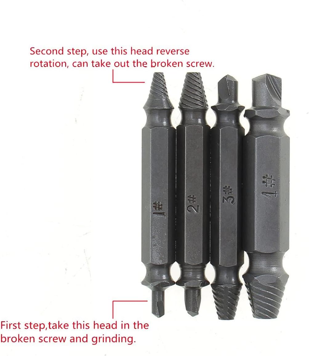 4PCS Double Side Damaged Screw Extractor Out Remover Bolt Stud Tool