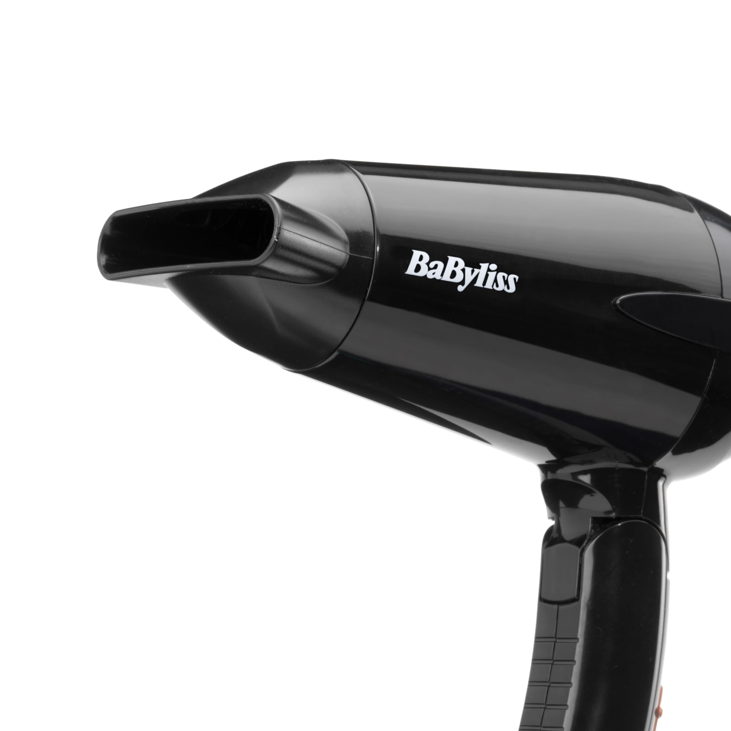 BaByliss Secador de Pelo de Viaje Plegable - 2000 W, Secador ligero y potente, Multivoltaje, Compacto, Uso mundial, 2 Ajustes de calor/velocidad, Negro/naranja, 5334E