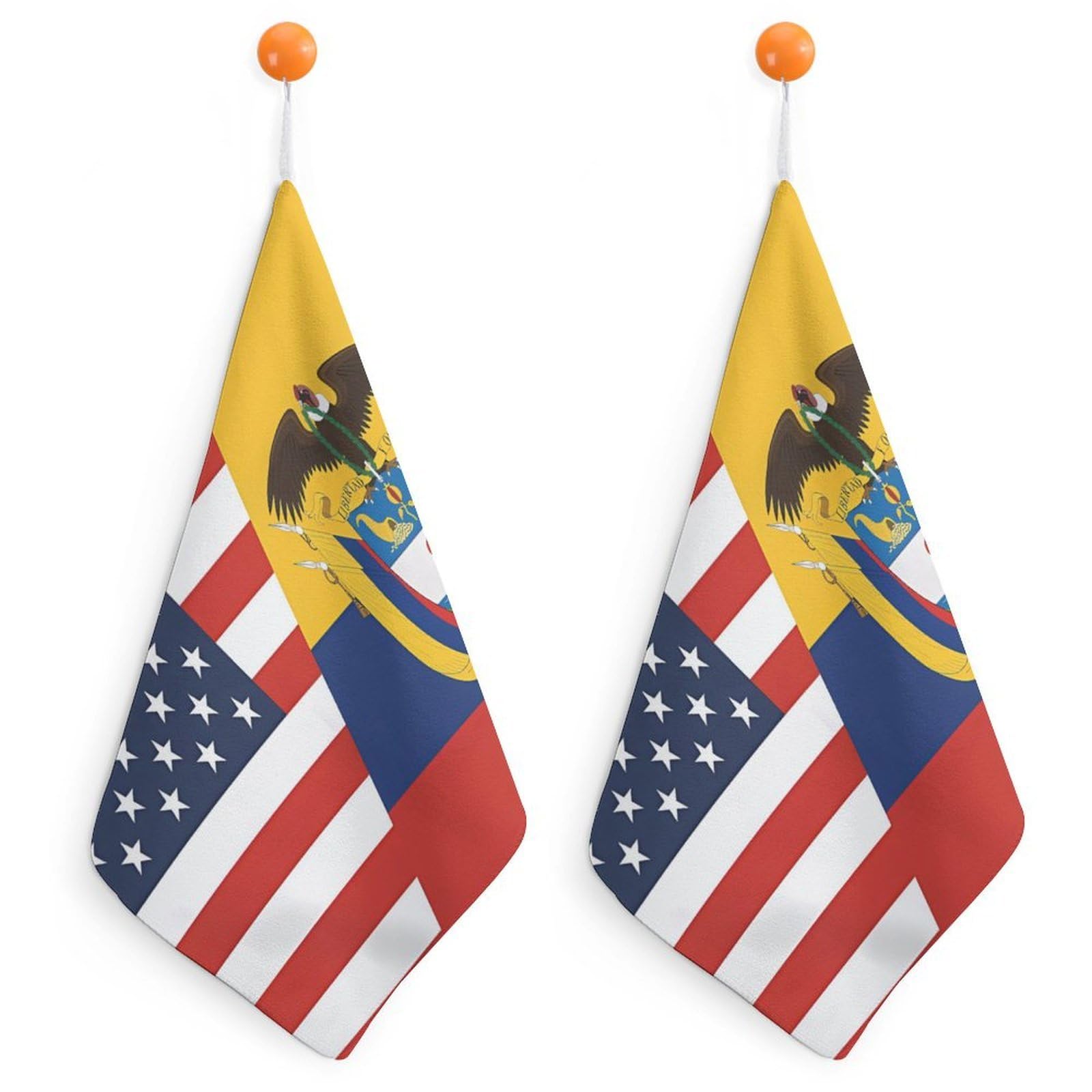 CGSBNGHA Flag of US Colombia Flag Hand Towel Hanging Face Towels Cleaning Cloths Handkerchief for Bathroom Kitchen