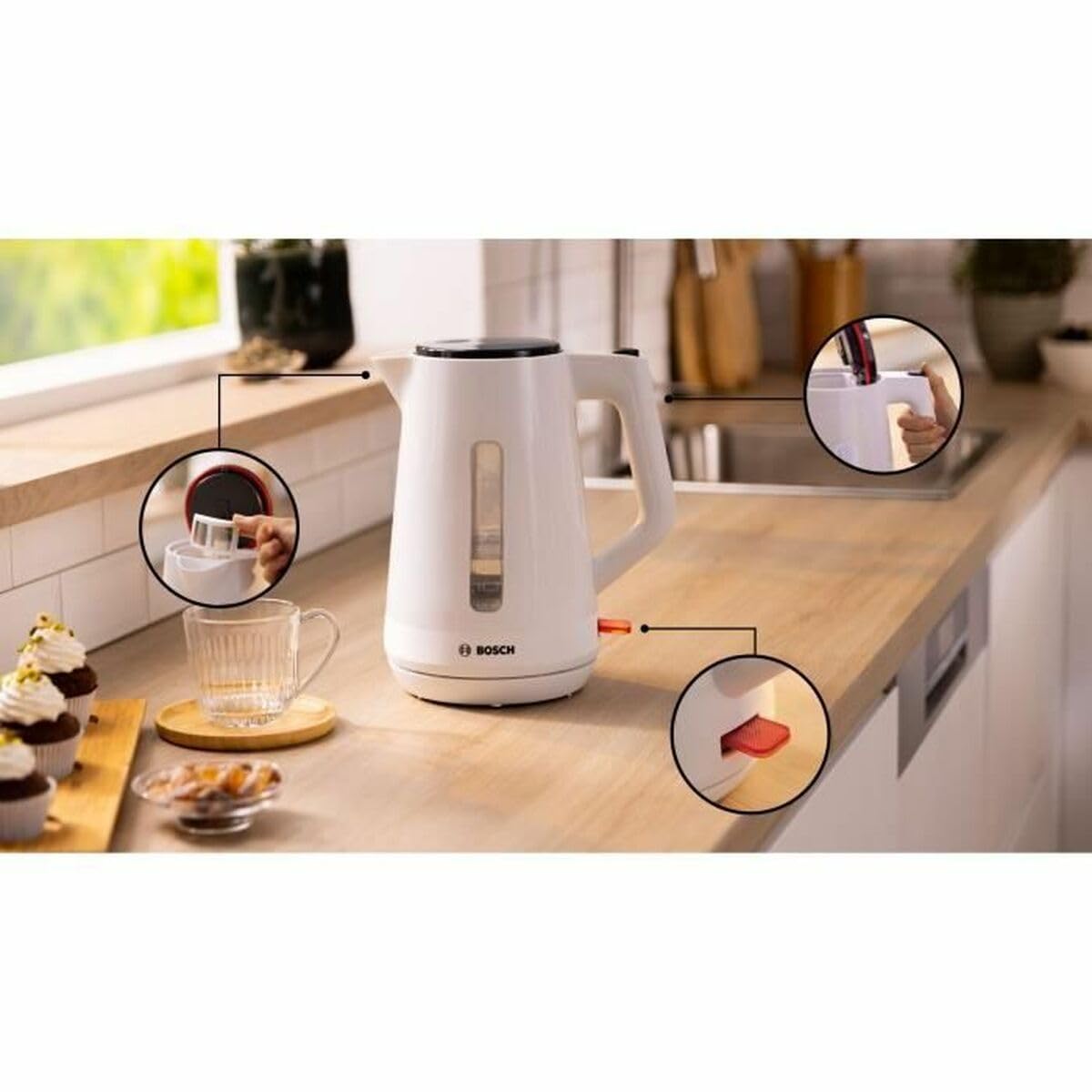 BOSCH Bouilloire TWK1M121 Blanc Plastique 2400 W 1,7 L (1 unité)