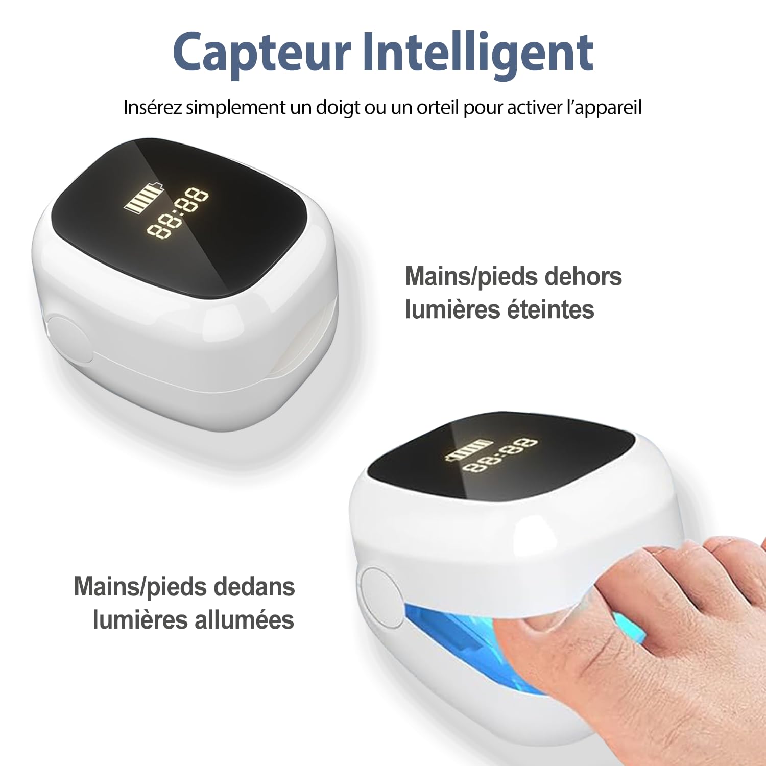 Laser Mycose Ongle Pied - Appareil Mycose Ongle Pied avec Laser Ongle à Doubles Longueurs d’Onde et Affichage de l’Heure pour le Traitement d’Appoint de la Mycose Ongles des Pieds, Blanc