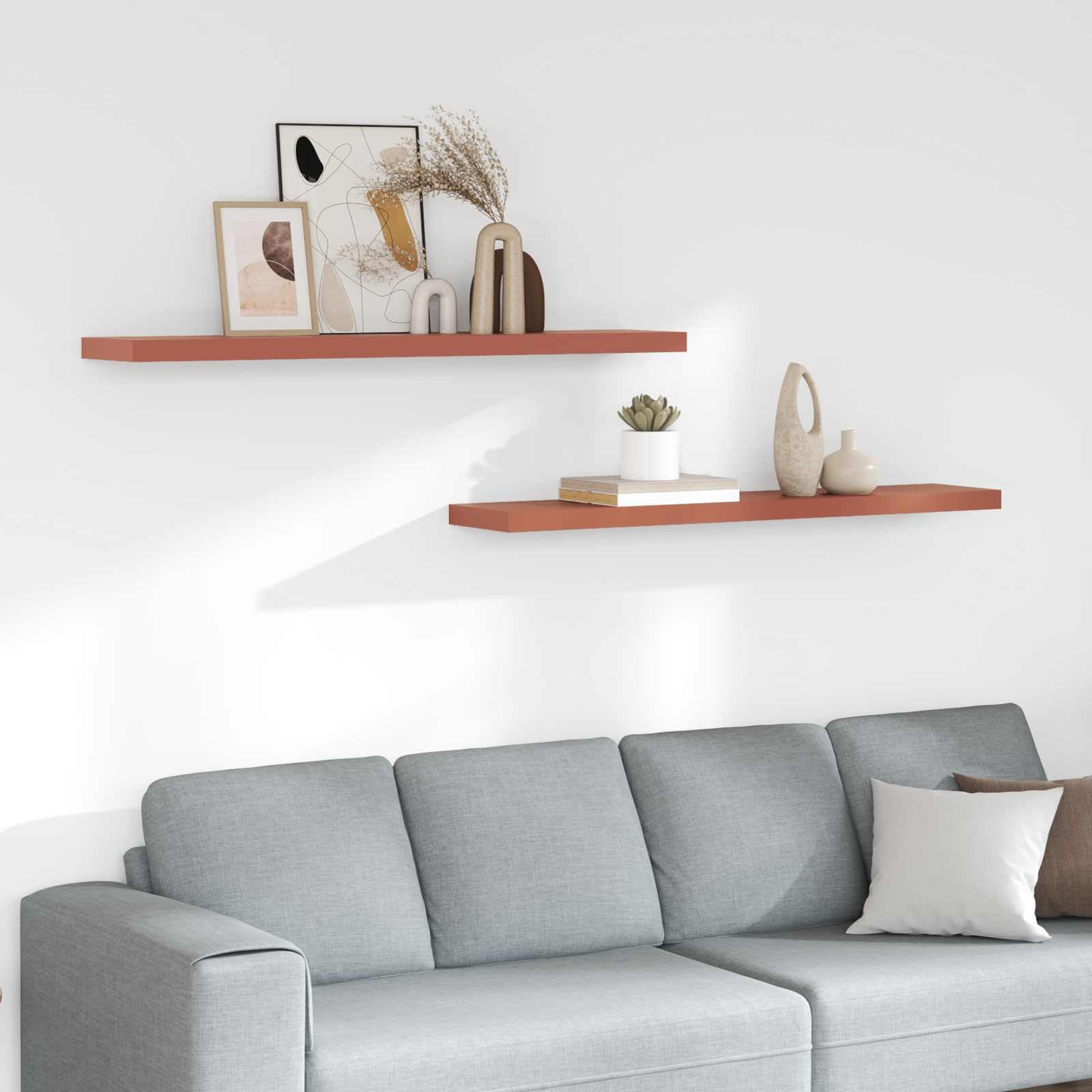 Étagères murales flottantes pour salon et chambre étagères en bois rouge design 120 cm