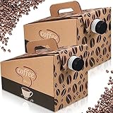 Dandat 10 Pack Disposable Coffee Dispenser Box 96 oz - Thick Hardboard Insulated Coffee to Go Container with Handle & Lids, Hot Cold Bulk Beverage Dispenser for Parties, Catering, Take Out