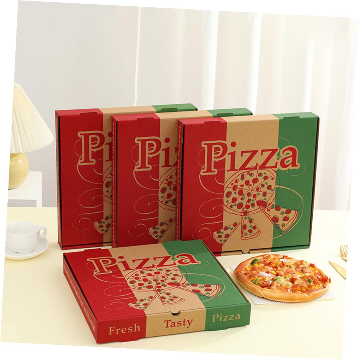 Mikinona 10 pezzi Pizza Carta Alimentare Contenitori per Asporto e Conservazione Pizze Resistente e Sicuro per Contatto Diretto con Alimenti