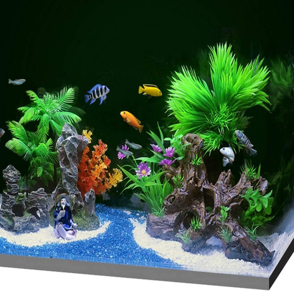 Magnifique gravier naturel décoré d'aquarium pour poissons, tortues, paysage, fond ou plantes en pot, décoration de jardin, galets (bleu foncé)