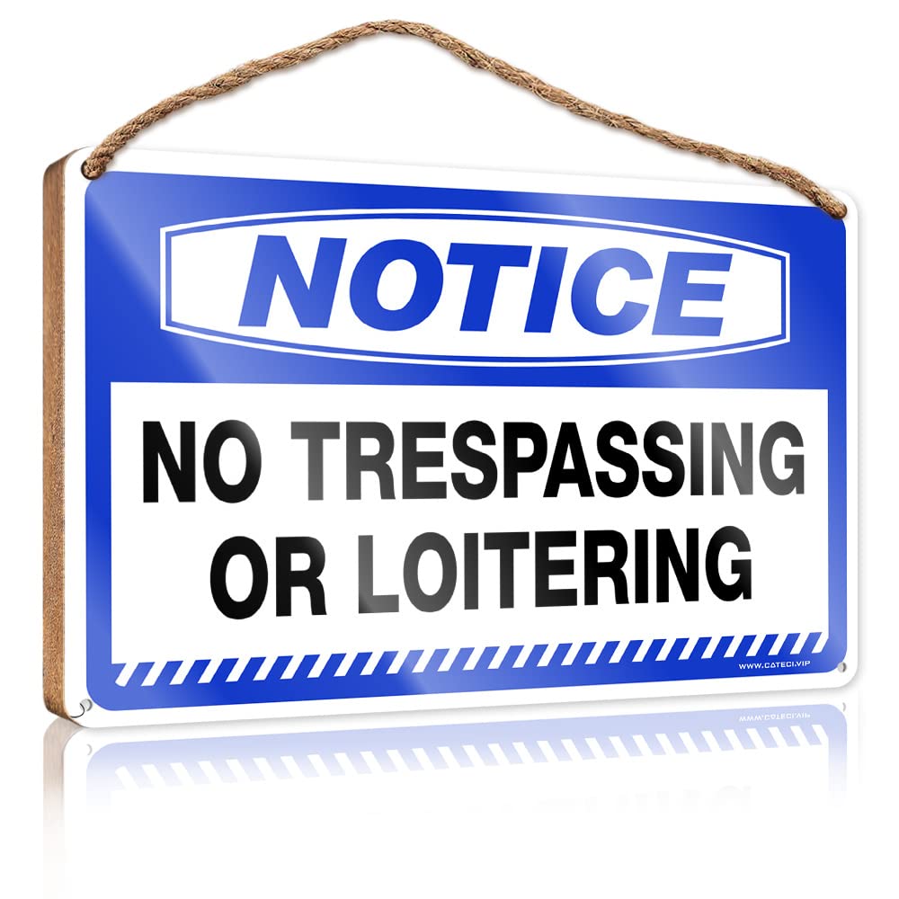 Mancave Signs And Decor Notice No Trespassing Or Loitering Wooden Sign Wood Sign Plaque Bathroom Signs For Door(20X30CM)