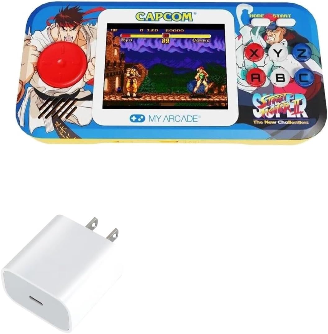 BoxWave Charger Compatible with My Arcade Super Street Fighter II Pocket Player Pro - PD GAN miniCube (30W), 30W Tiny PD GAN Type-C Wall Charger - Winter White