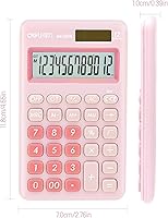 Vista 7 de Deli Calculadora básica de función estándar, calculadora de escritorio de 12 dígitos con pantalla LCD grande, calculadoras de oficina de energía Rosa