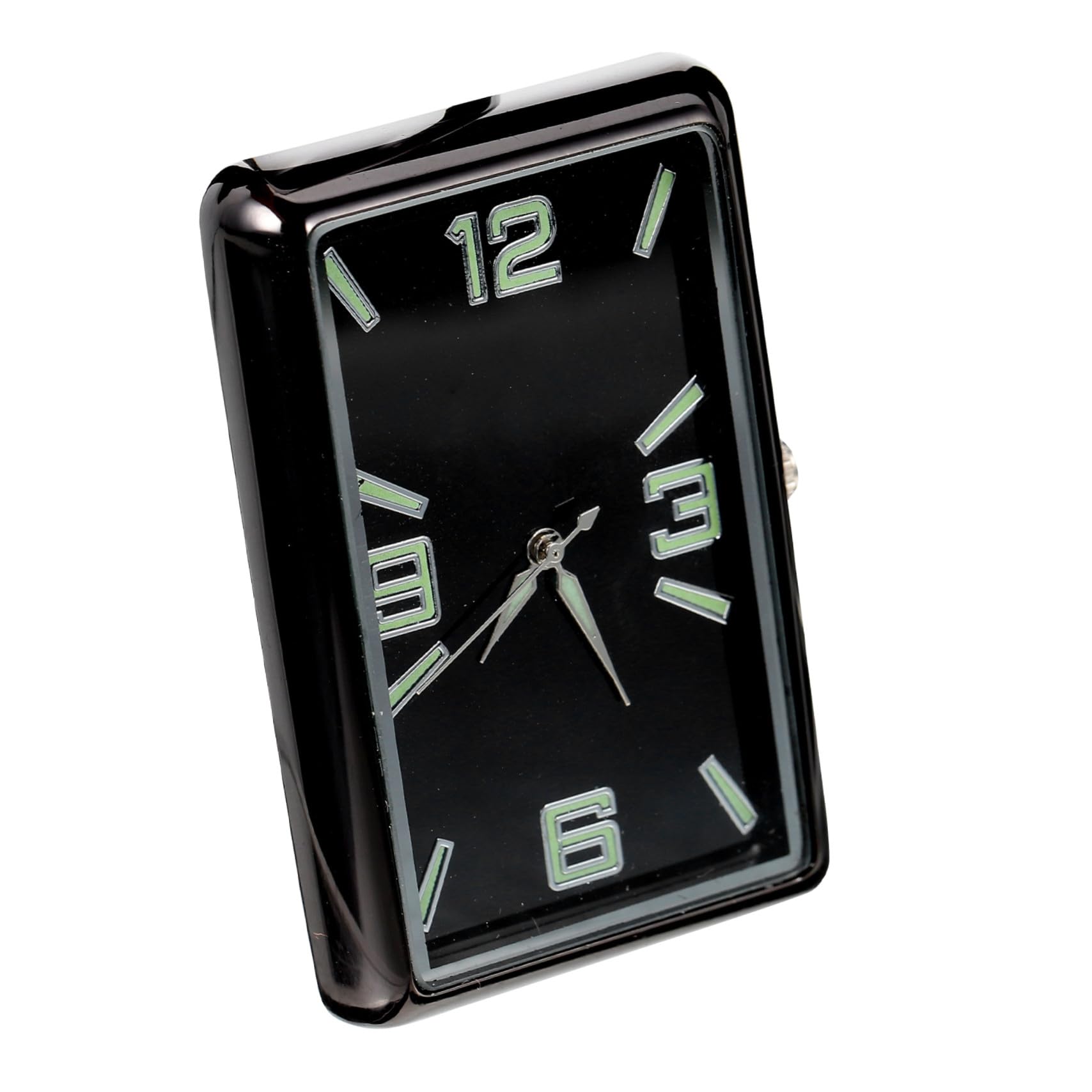 Reloj Analógico Pequeño Adhesivo de Aleación y Vidrio Negro para Coche