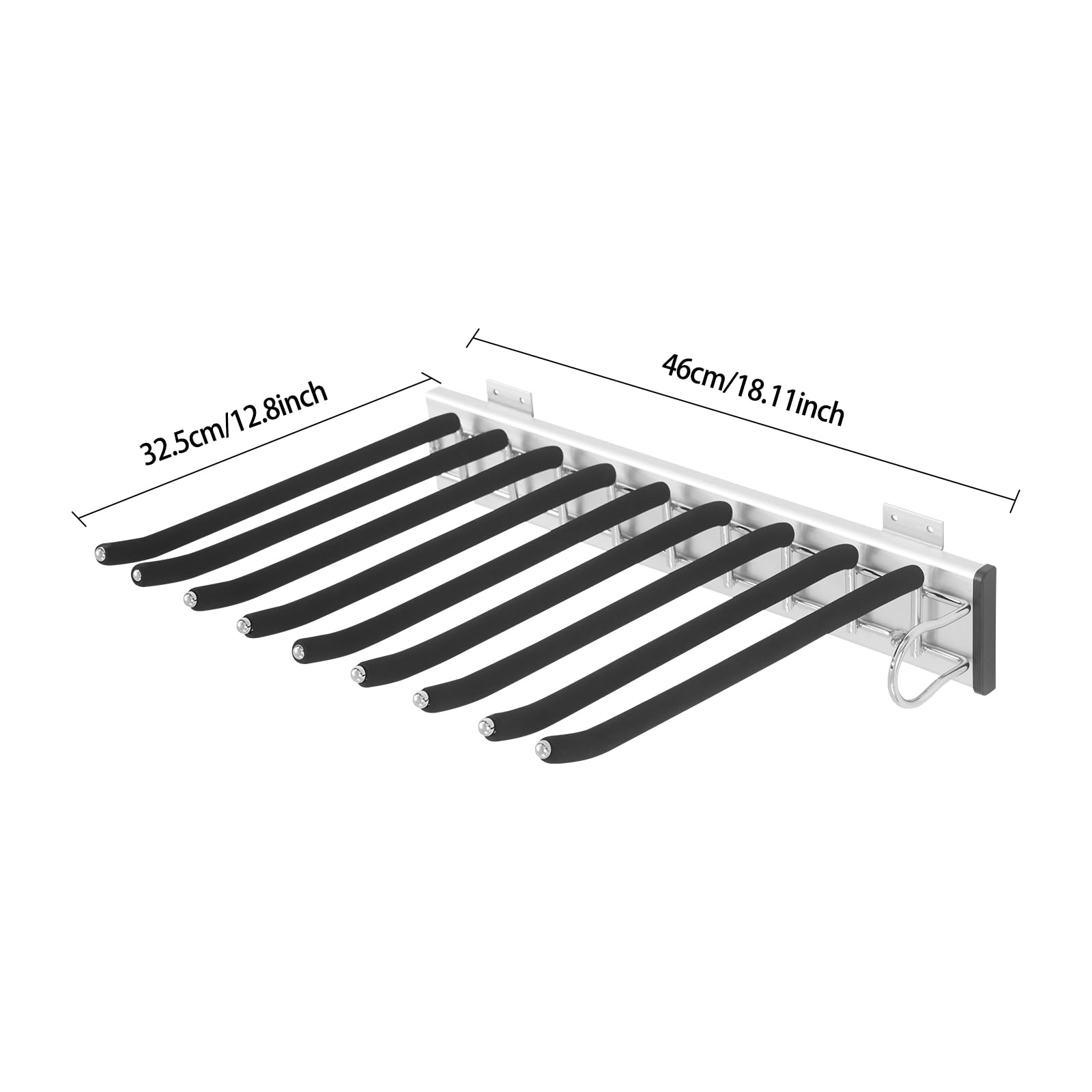 Soporte extensible para pantalones, estante para pantalones, 9 soportes para bufandas, rieles para colgar pantalones, perchas para pantalones, ropa, corbatas, bufandas, armario, profundidad, 48 cm