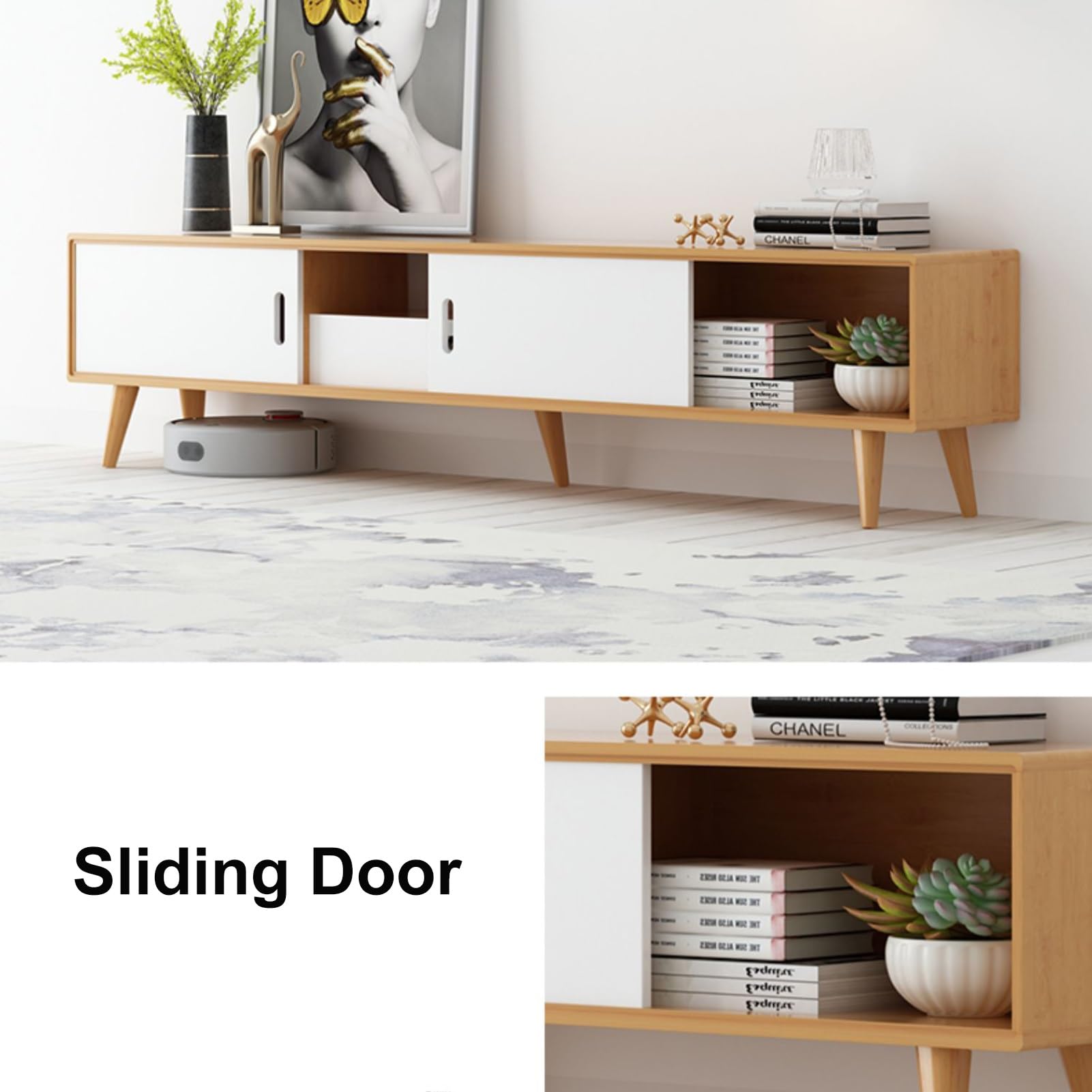 Amazon.com: TV Console Table Bamboo TV Cabinet Low Entertainment