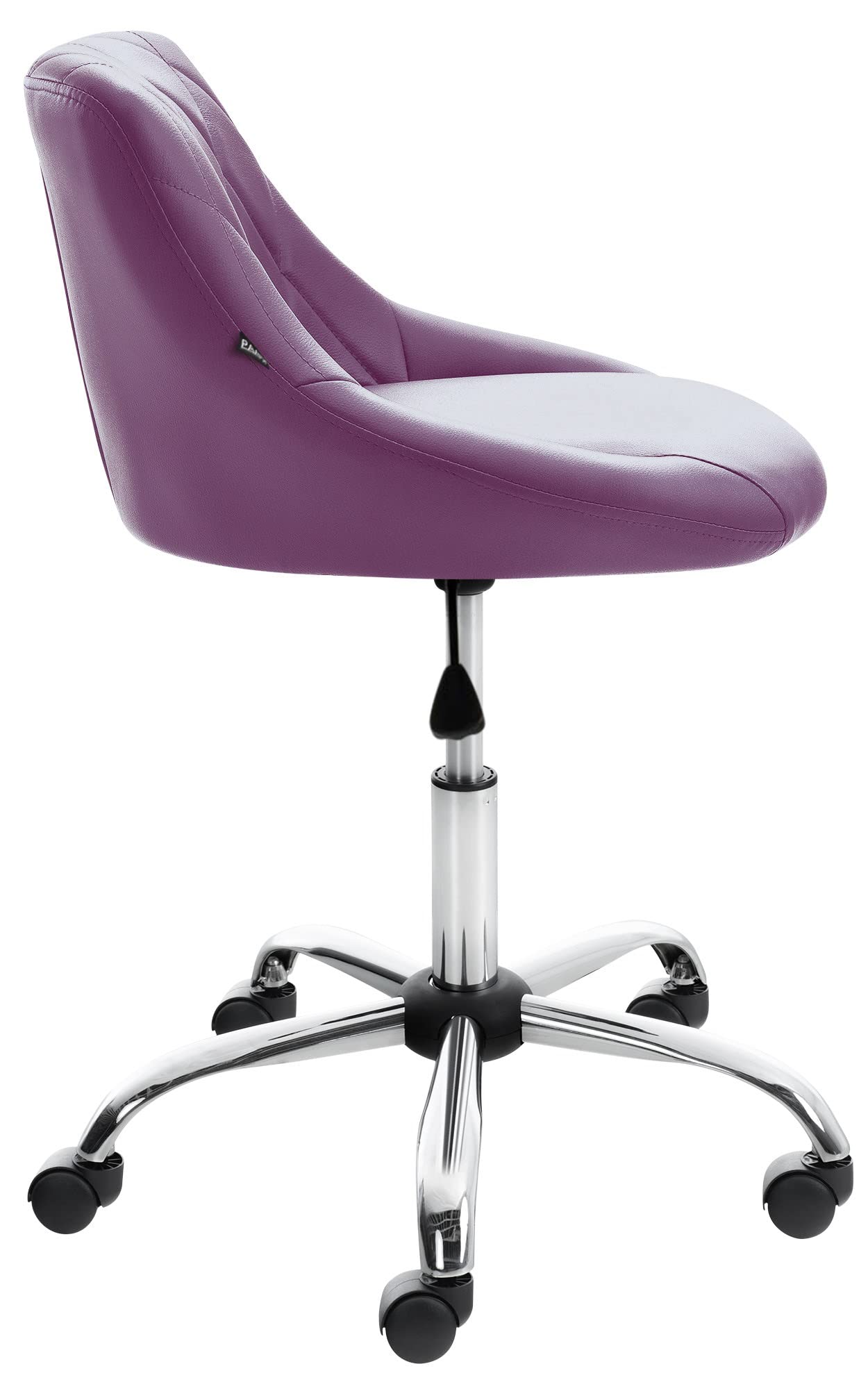 CLP Taburete De Trabajo Lazio con Ruedas En Simil Cuero o Tela I Silla De Oficina Regulable En Altura & Giratoria, Color:Violeta, Material:Cuero Sintetico