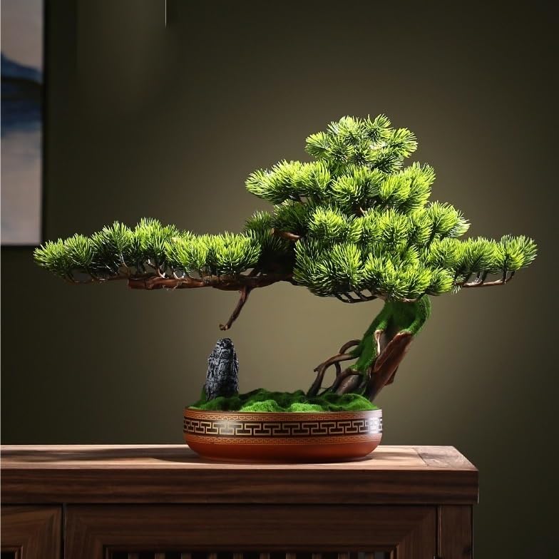 Künstlicher Bonsai Baum Im Topf – 26 Cm, Realistischer Mini-Kiefer, Pflegeleicht, Wasserdicht – Perfekt Für Balkon, Büro, Wohnzimmer & Garten – Deko Ohne Gießen