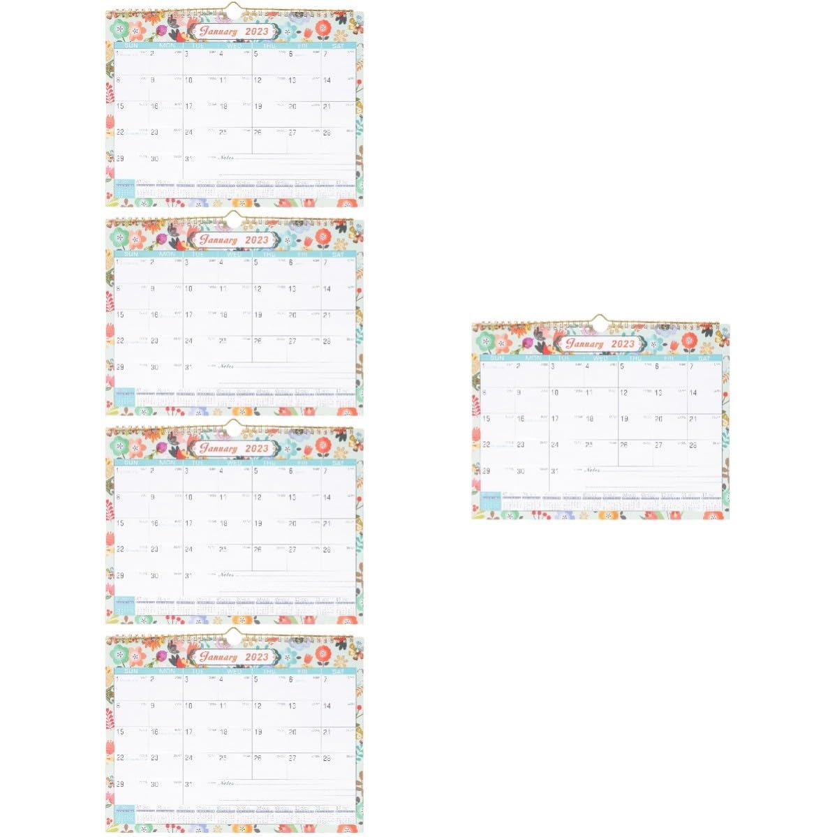 5 Pezzi Calendario da Parete Mensile in Carta, Perforato, Semplice e