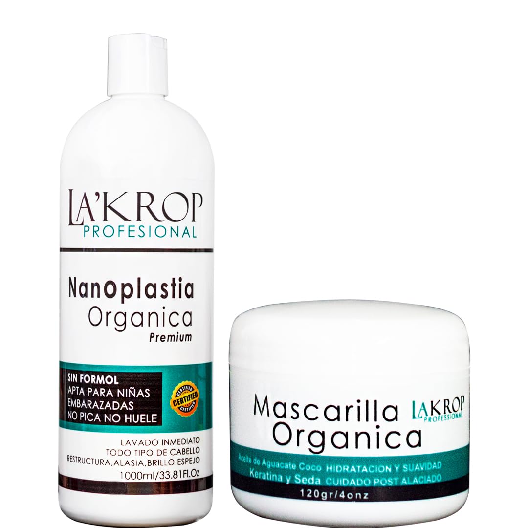 LA ’ KROP - KERATIN HAIR TREATMENT - KERATINA PARA ALISAR EL PELO - TRATAMIENTO PARA CABELLO SECO Y MALTRATADO - KERATINA ORGANICA SIN FORMOL PARA ALISAR EL PELO - STRAIGHTENER - KERATINA PERMANENTE
